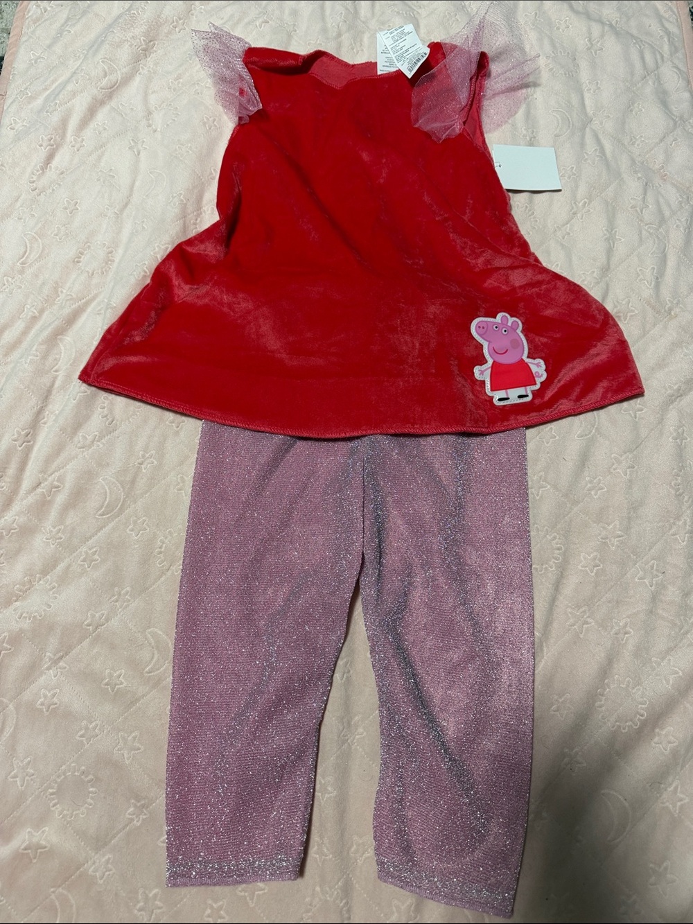Peppa Pig Red Top with Pink Sparkle Leggings Kids Costume size 3T-4T